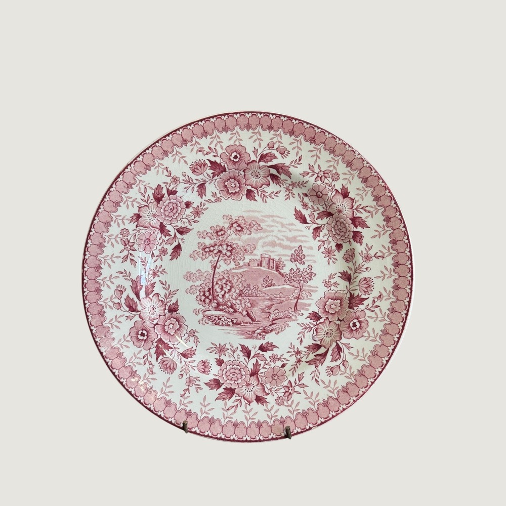 Vintage Alcock Woodland Red Transferware Dinner Plate Made in England Scenic